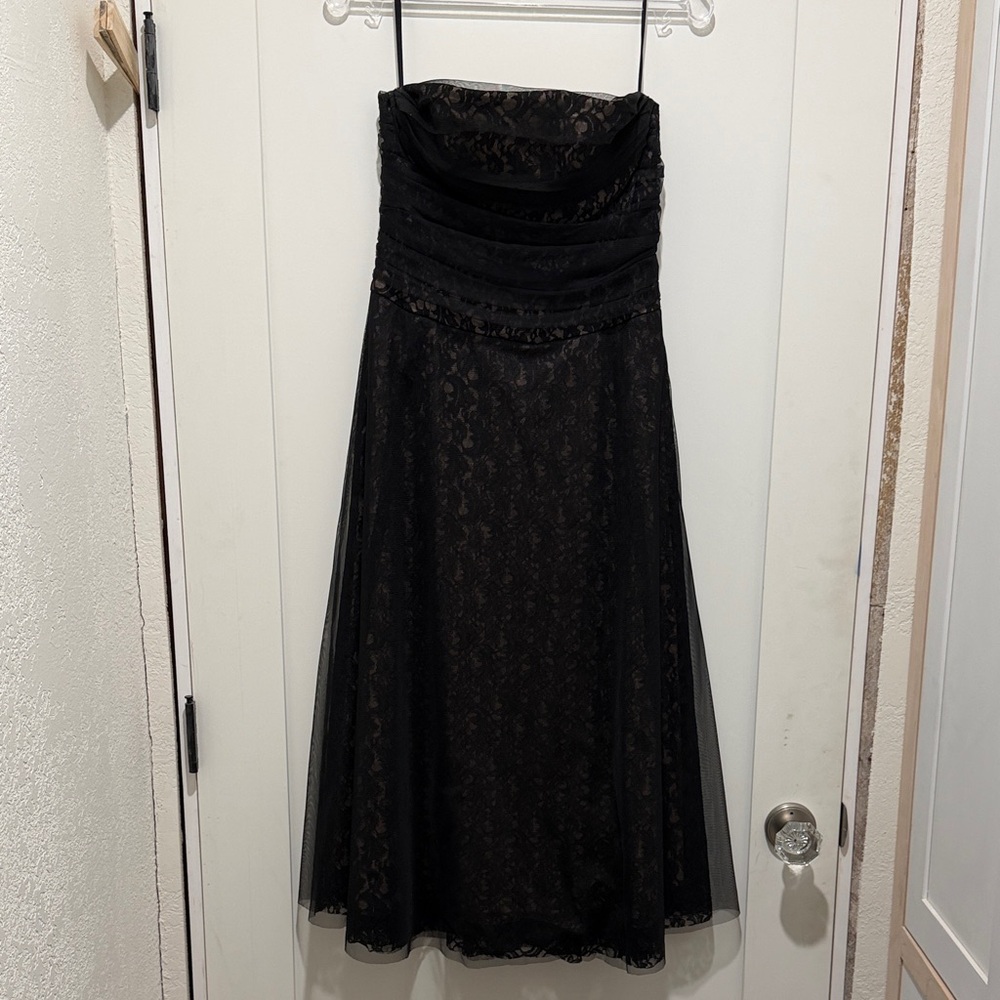 BCBGMaxAzria Black Lace Strapless Dress